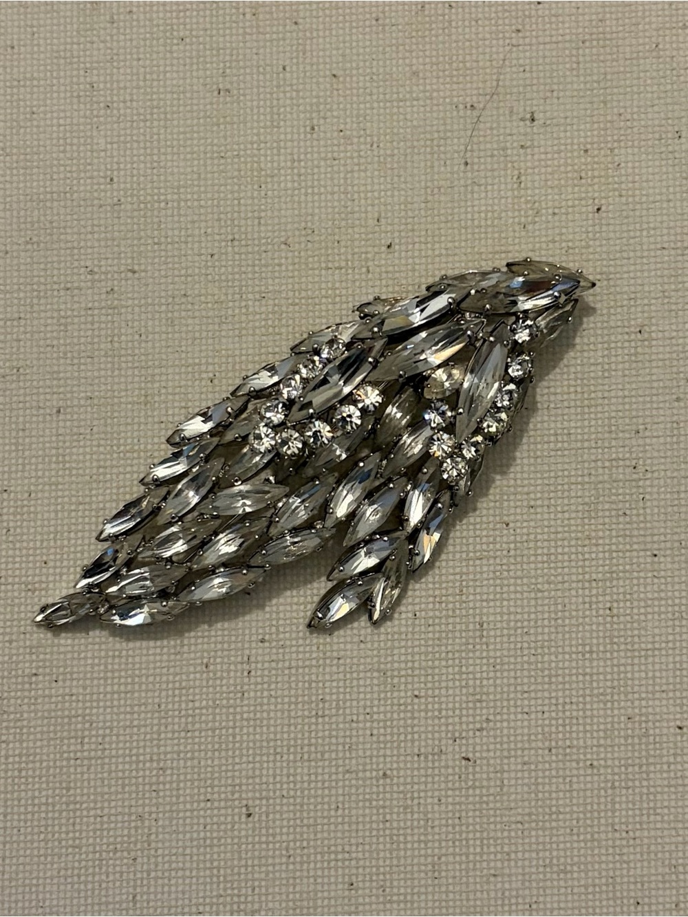 Signed Sherman Crystal Marquise Cluster Brooch - Silver Tone setting